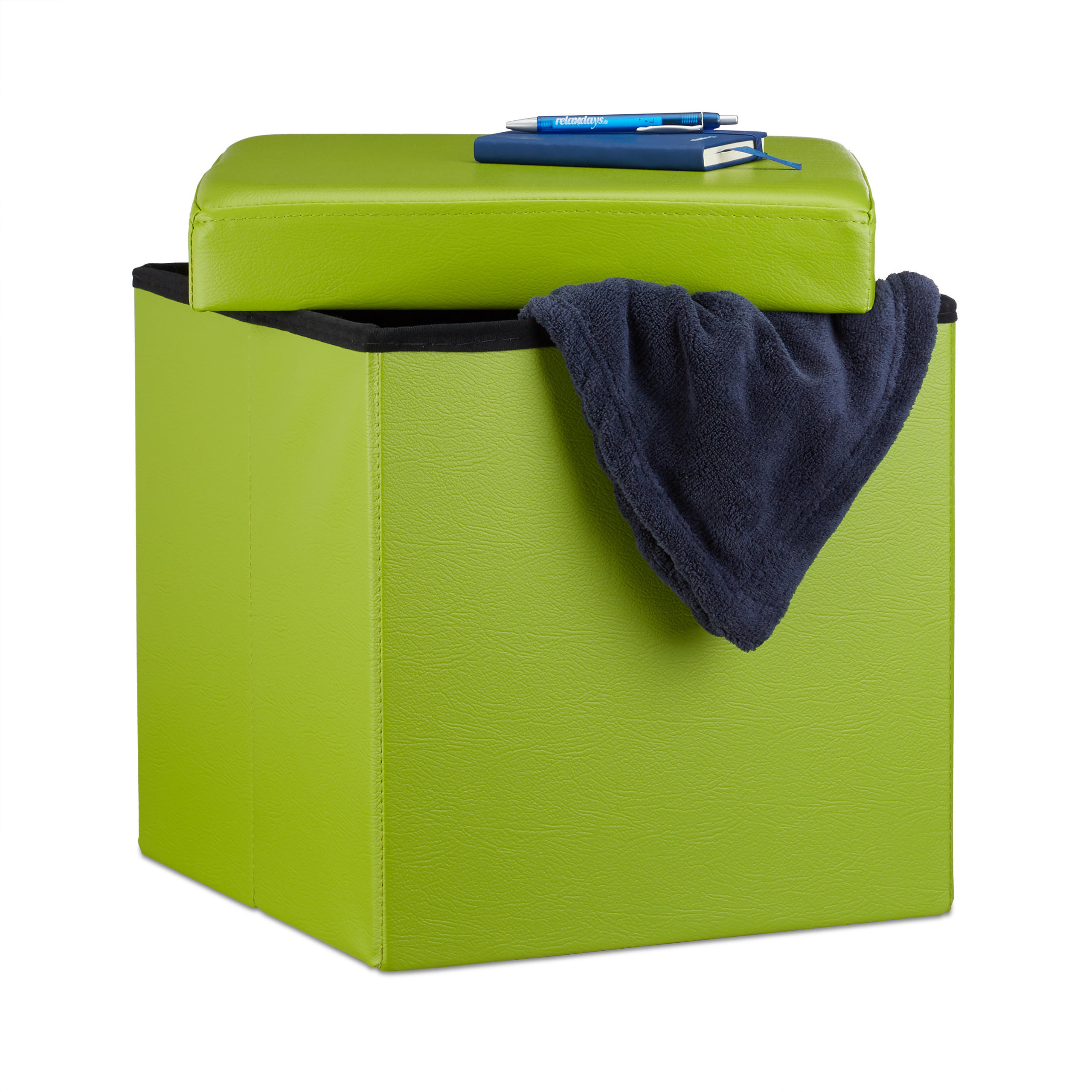 PUF Verde pliabil cu spatiu de depozitare 40 L