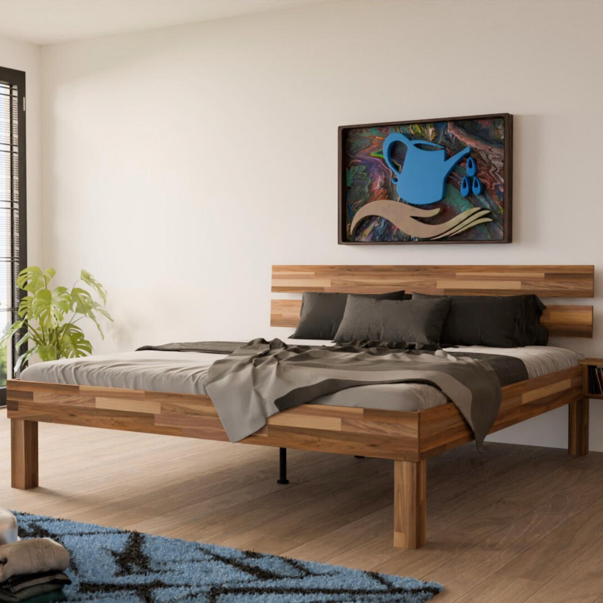 KOMFORTBETT 140/200 cm aus Nussbaum - Braun, Holz (140/200cm) - MeinMassivholz