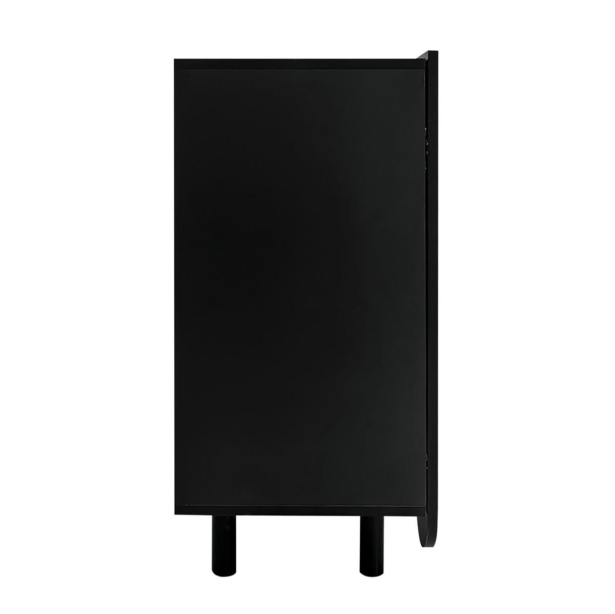 SIDEBOARD 120/37,5/80,8 cm aus MDF mit tropfenförmig geschnitzten Türen Schwarz - Schwarz, Holzwerkstoff (120/37.5/80.8cm) - Modenvie