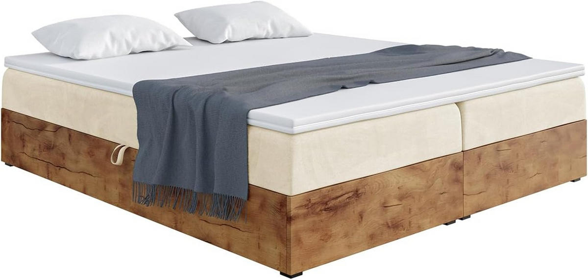 BOXSPRINGBETT LOFTY BOX - Creme, Holzwerkstoff (180/220cm) - Meblini