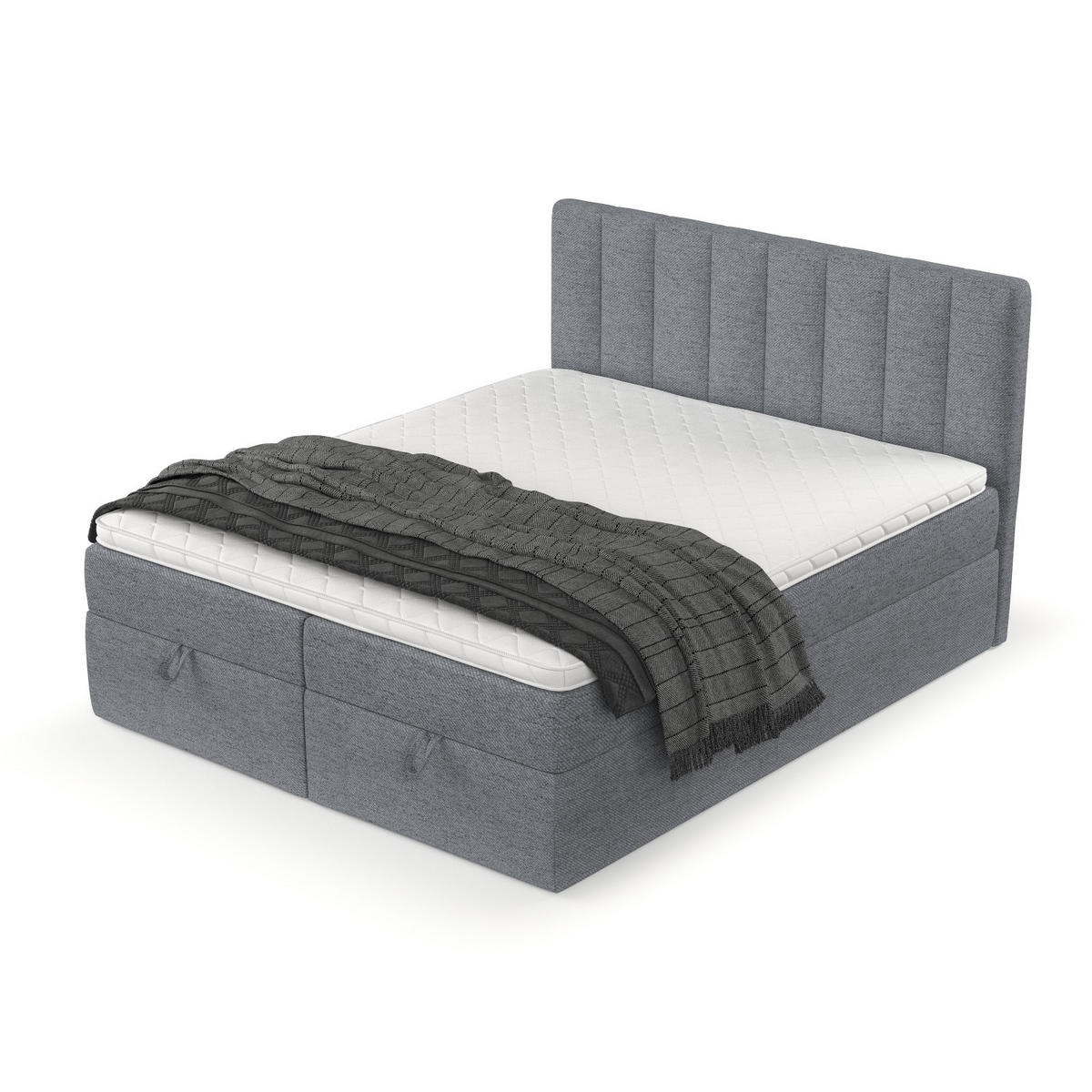 BOXBETT Lusso 200/200 cm Grau im Neve Stoff - Schwarz/Grau, Holz/Holzwerkstoff (200/200cm) - AltaBeds