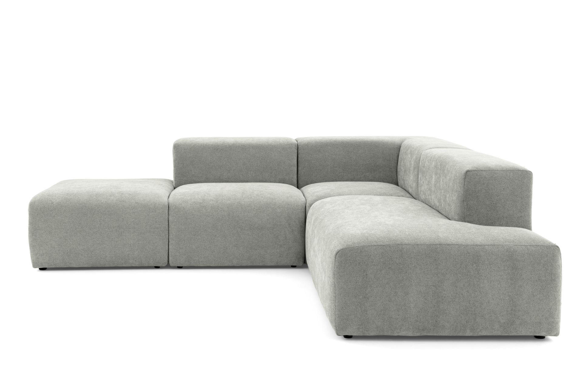 4-SITZER modulares Ecksofa HEAVEN SET 3 Rechts, Breite 270 cm Webstoff Grau - Schwarz/Grau, Holz/Kunststoff (270/245cm) - Muffo