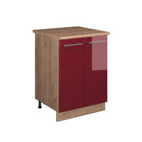 SPODNÁ SKRINKA POD DREZ Fame-Line, Bordeaux vysoký lesk/Dub Goldkraft, 60 cm - dub medový/bordová, kompozitné drevo (60/82/60cm) - Vicco
