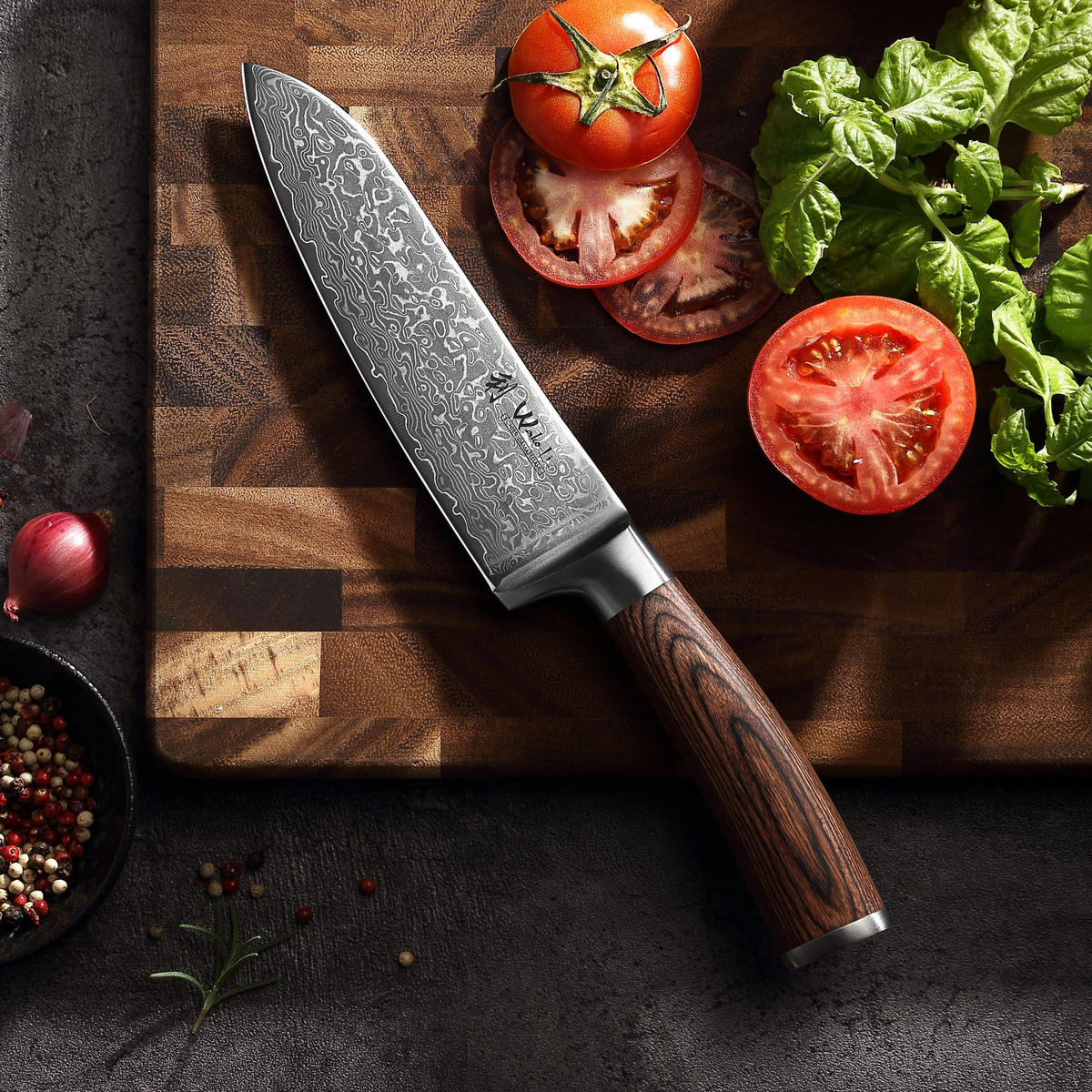 SANTOKUMESSER 17 cm - Braun, Holz/Metall (30cm) - Wakoli