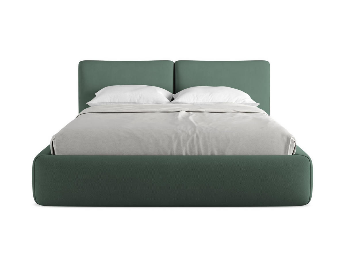 POLSTERBETT mit Bettkasten und Lattenrost 180x228 Grün - Schwarz/Grün, Kunststoff/Textil (160/200cm) - Makamii