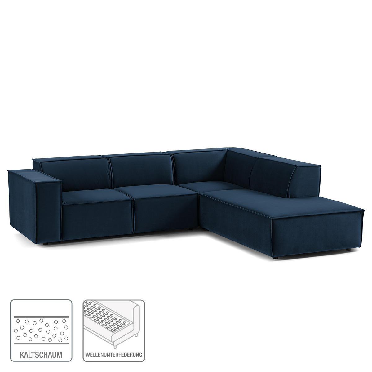 ECKSOFA mit Ottomane - Schwarz/Dunkelblau, Kunststoff/Textil (260/234cm) - home24