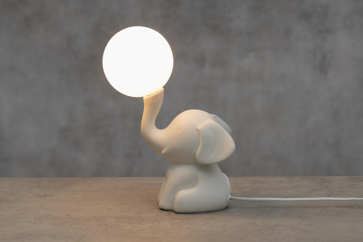 NACHTTISCHLAMPE Elefant Jumbo 31 cm - Weiß, Keramik (13/22.5/31cm)