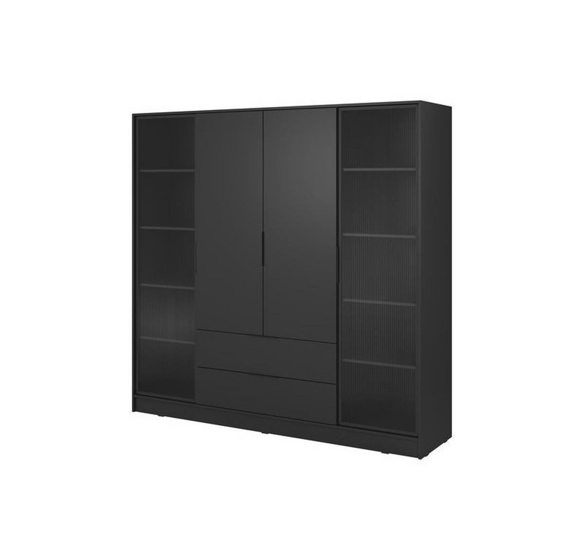 KLEIDERSCHRANK – 206 cm – Kelly – Schwarz – KS-GEN0280 - Schwarz, Holzwerkstoff (206/200/51cm) - hi-markt