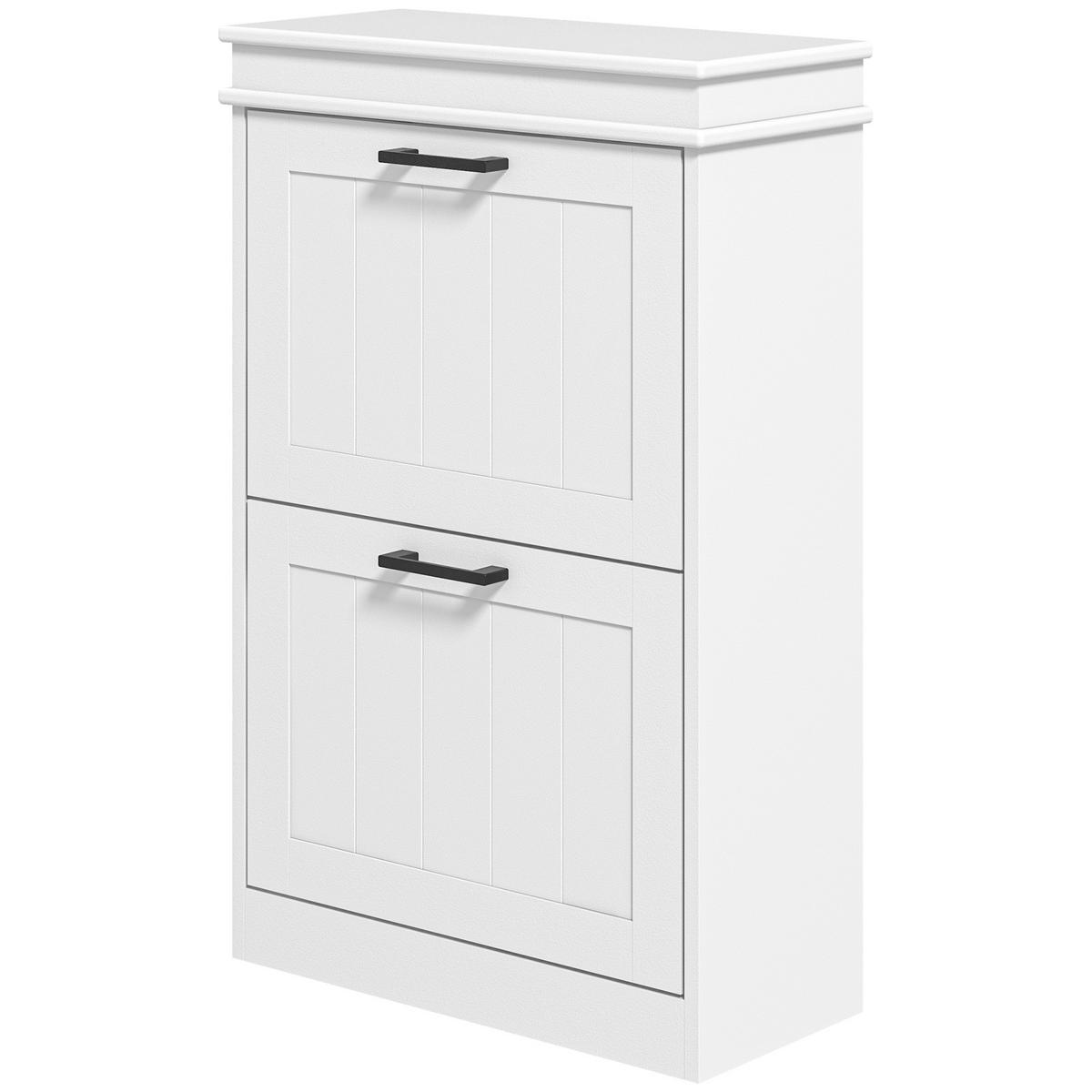 SCHUHSCHRANK DE-15009 2 Klapptüren mit verstellbaren Böden Weiß - Weiß, Holzwerkstoff (54/82.5/24cm) - ComfortXL