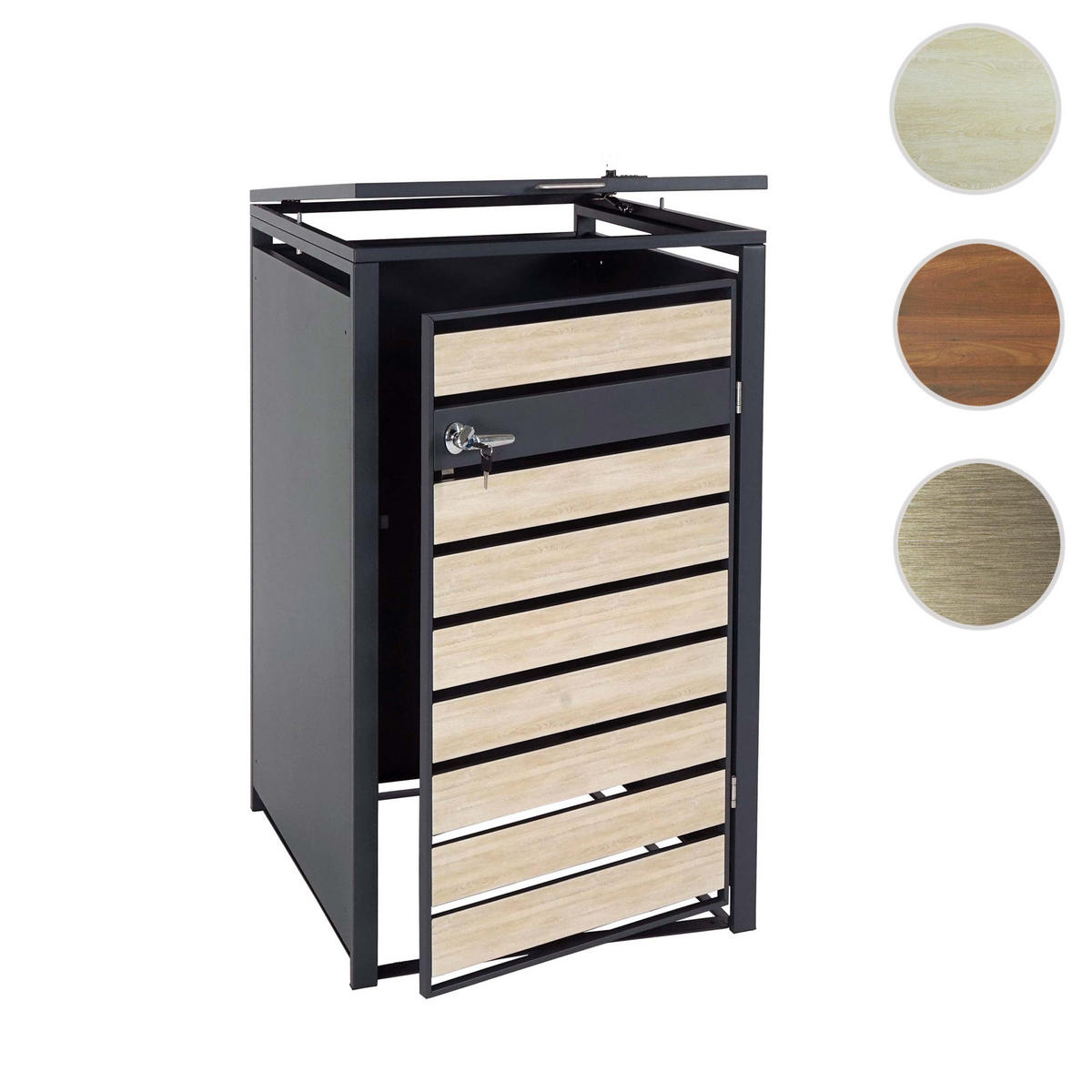 MÜLLTONNENBOX 1er 117x68x80cm Anthrazit Buche-Holzoptik Hellbraun - Hellbraun, Metall (68/117/80cm) - PROREGAL