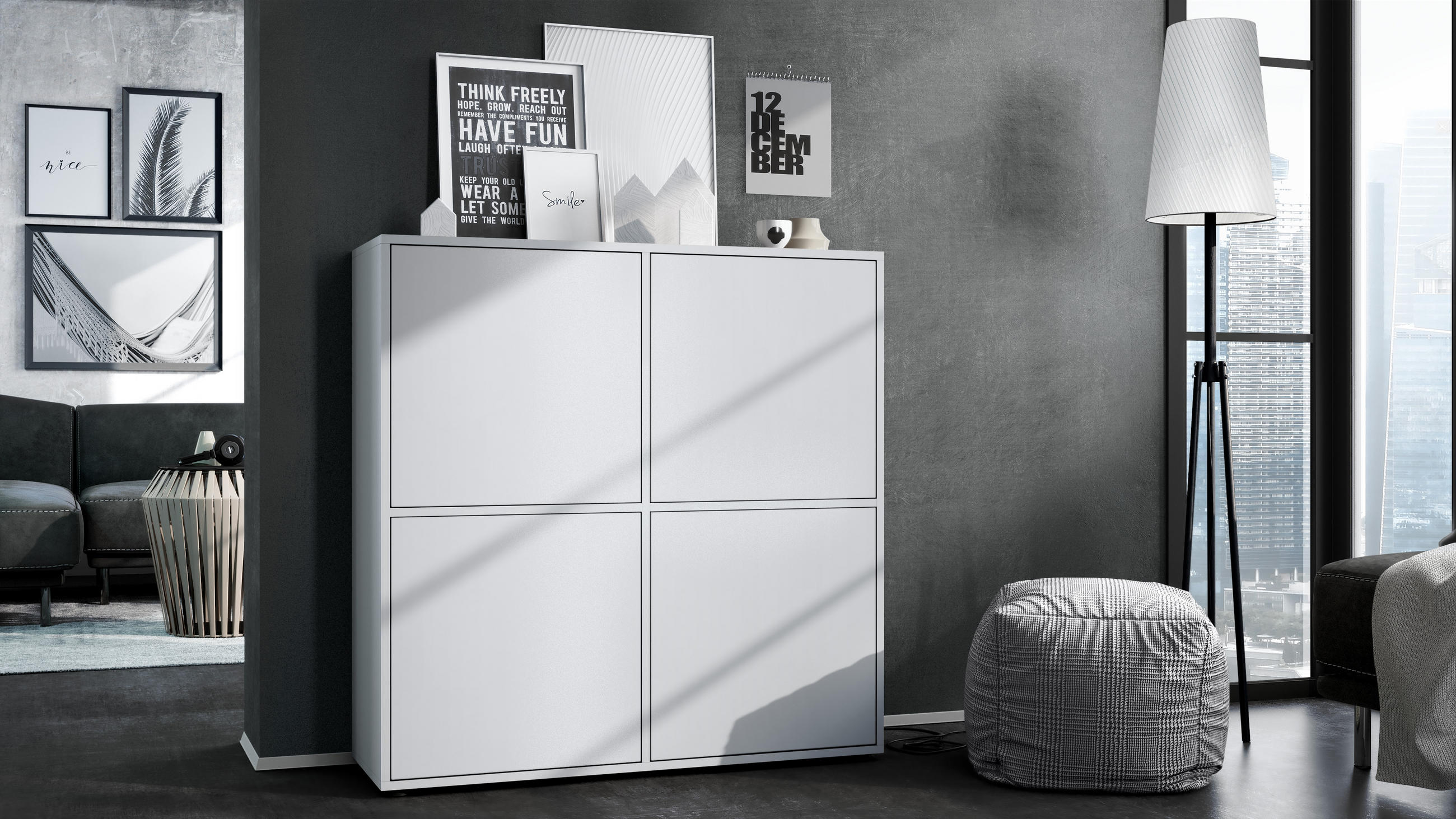 HIGHBOARD Cuba Türen in Weiß matt - Weiß, Holzwerkstoff (104/105.5/35.5cm) - Vladon