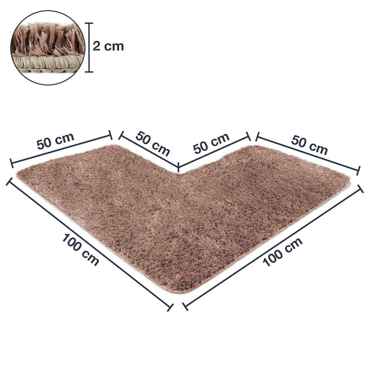 ECKBADEMATTE Florenz - Braun, Textil (100/100cm) - WohnDirect