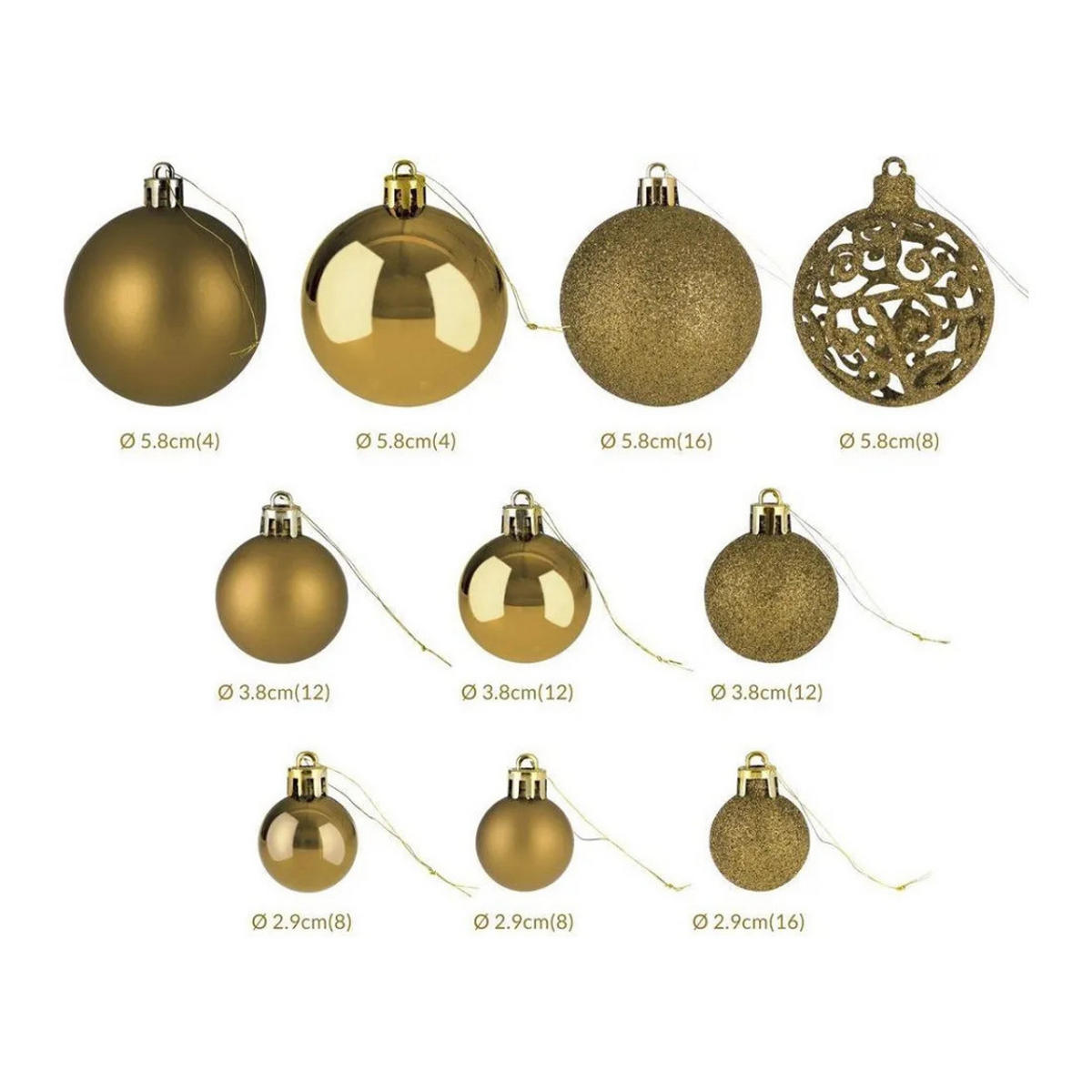 WEIHNACHTSKUGELN 100-tlg Gold Kunststoff Innen Außen Christbaumschmuck - Goldfarben, Kunststoff (30/25/10cm) - JUNG