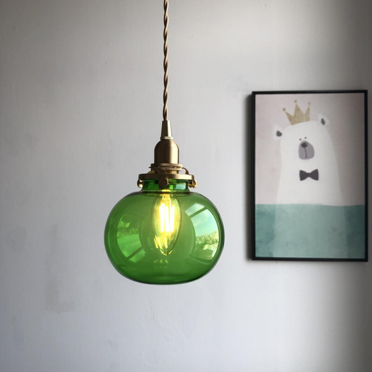LED-HÄNGELEUCHTE Grün 4W 13/13/17-150 cm - Grün, Glas (13/13/17cm) - Authentics