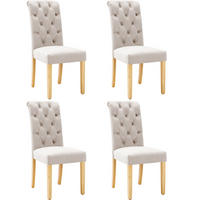 ESSZIMMERSTUHL 4er-Set Samt Beige mit Eichenbeinen - Beige, Holz (43/100/63.1cm) - Meubliv