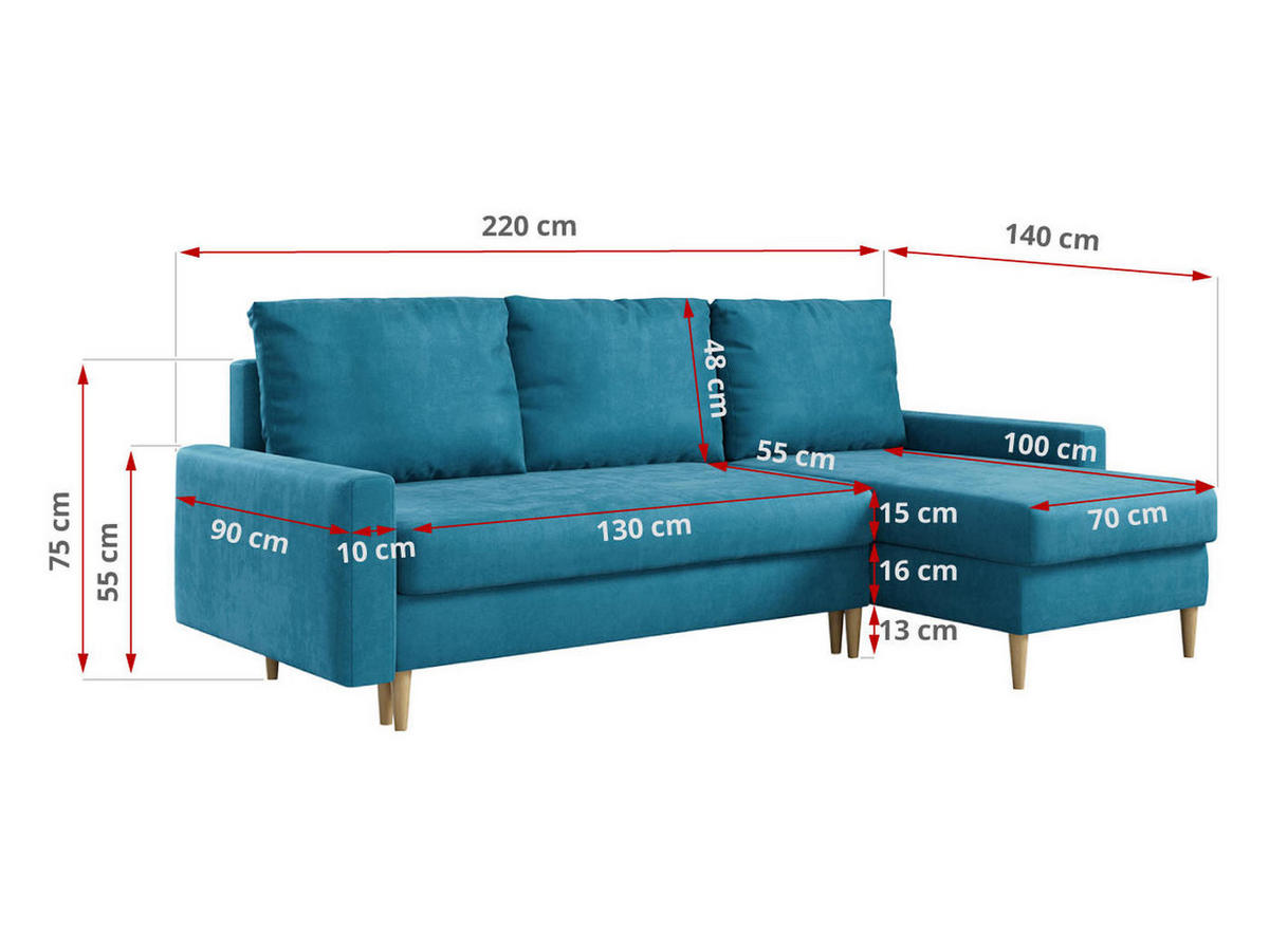 ROHOVÁ SEDAČKA LANG L - Hnědá Samet - barva buku/hnědá, dřevo/textil (220/140cm) - MKS