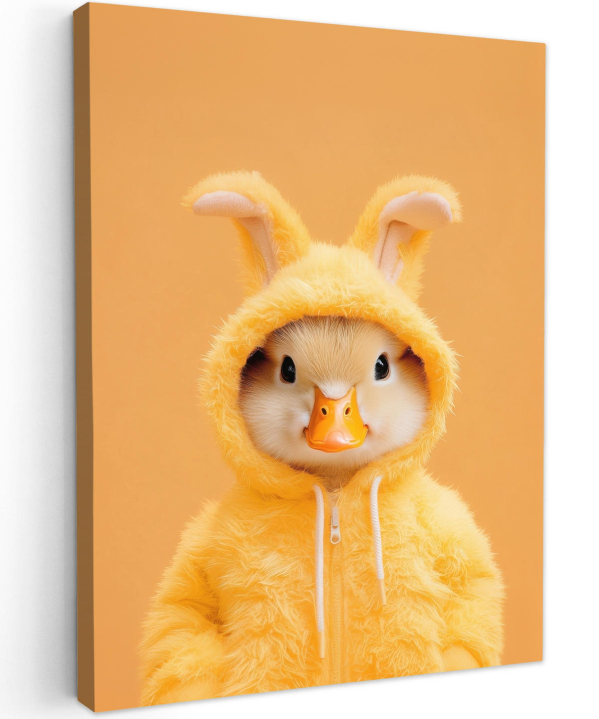 LEINWANDBILD Osterhase - Kostüm - Ente Wandbild Wohnzimmer 60x80 cm - Gelb, Textil (60/80cm) - MuchoWow