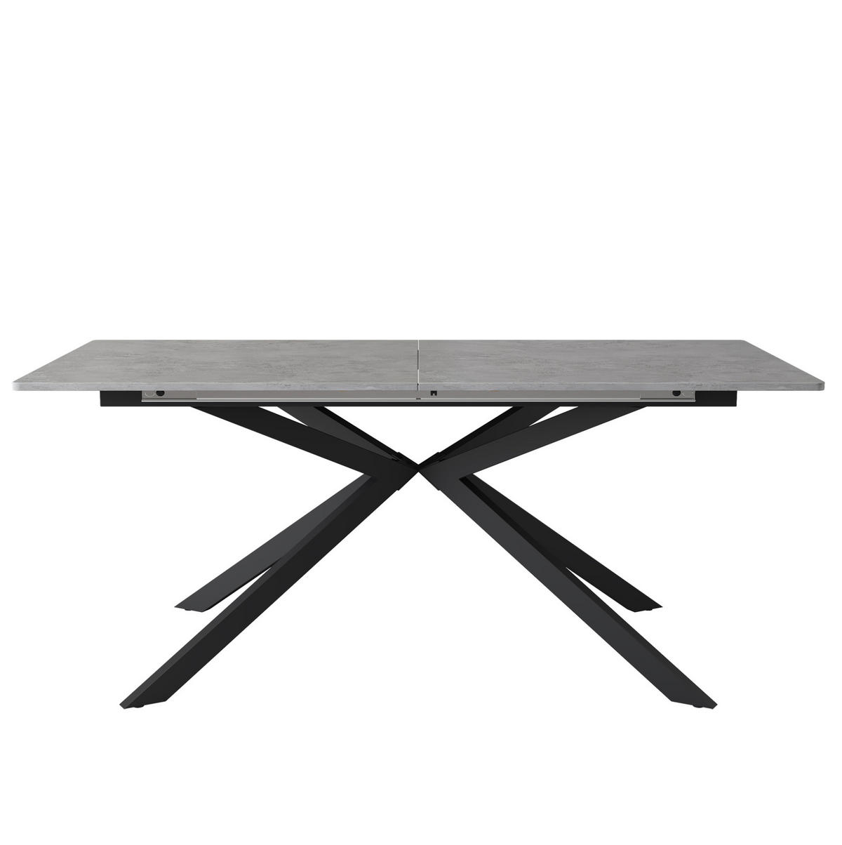 STŮL rozkládací, 150/180/70/76 cm, MDF, černá/šedá s dekorem betonu - šedá, kompozitní dřevo (180/70/75.5cm) - BEAOK