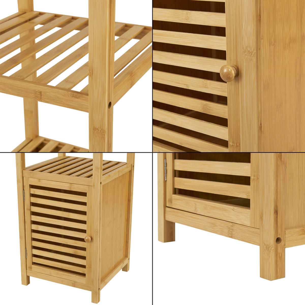 BADEZIMMERREGAL Liminka - Naturfarben, Holz (34/140/33cm) - [en.casa]