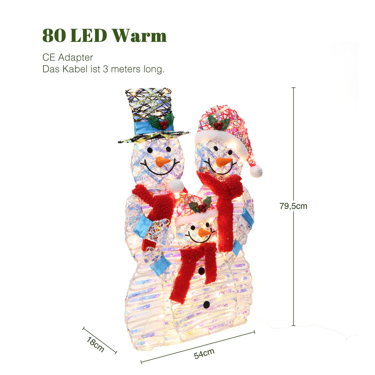 WEIHNACHTSDEKORATION HTHD0256 - Multicolor, Kunststoff/Metall (18/80/54cm) - Hometopia