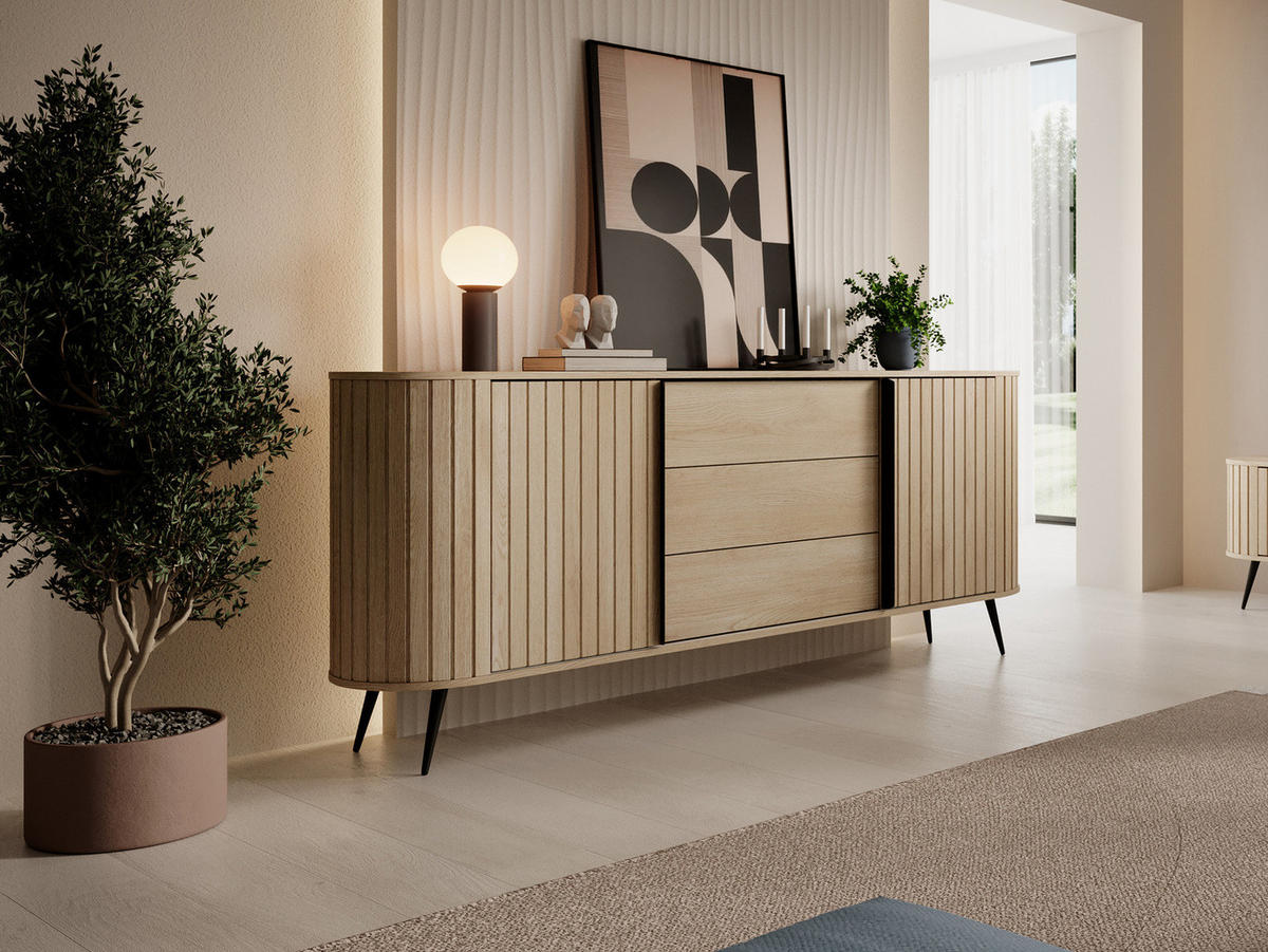 KOMMODE mit 3 Schubladen KAMA Eiche cremona - Braun, Holzwerkstoff (196/82/52cm) - Compleo24