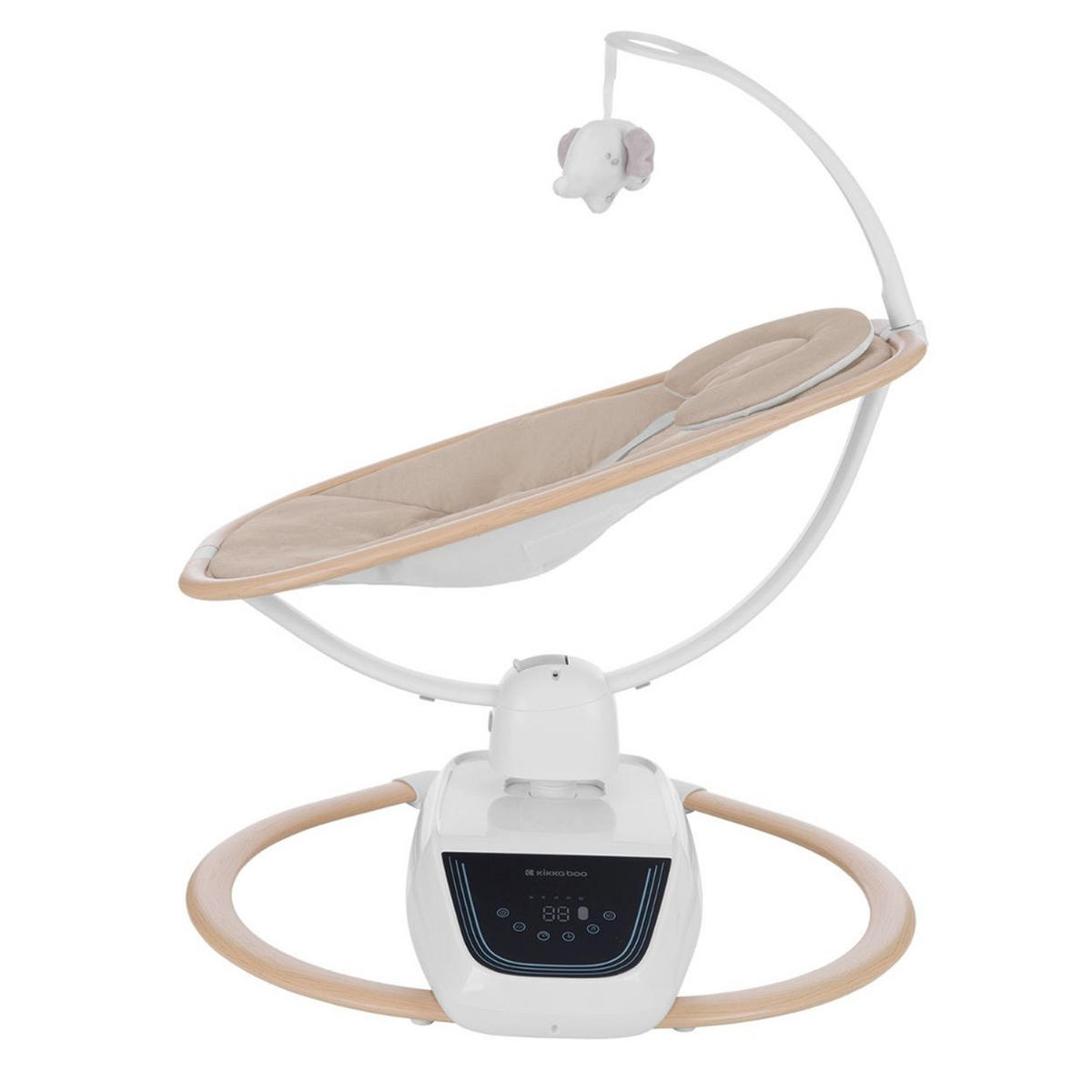 BABYWIPPE BeMoove beige Touchscreen, Fernbedienung, Moskitonetz, 5-Punkt-Gurt, 13 Melodien - Beige, Metall - Kikka boo
