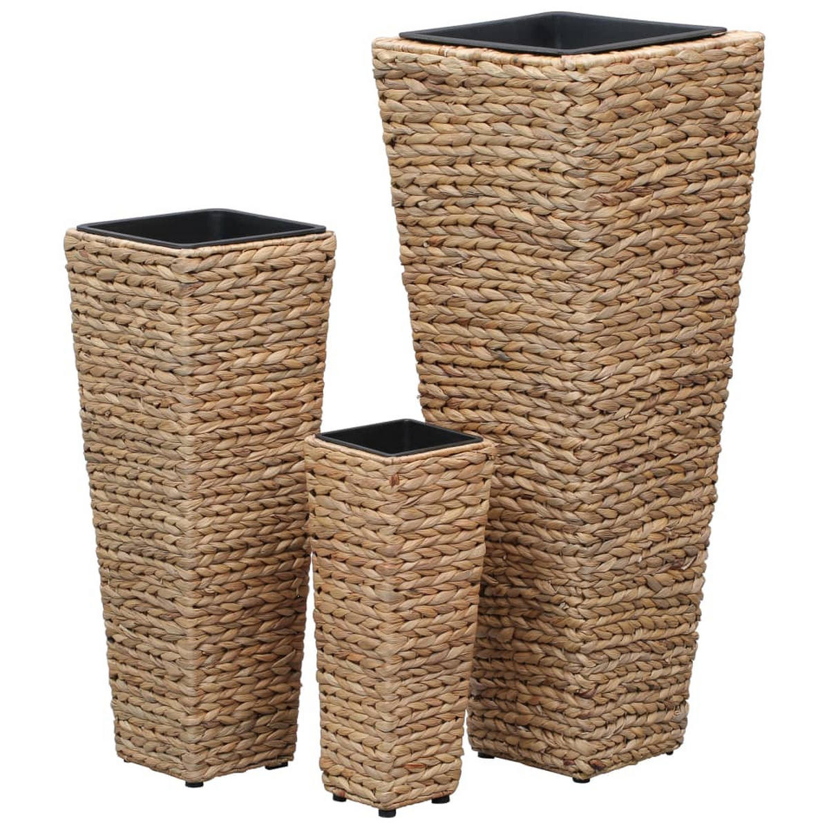 BLUMENKÜBEL 3er Set Wasserhyazinthe Braun - Braun, Naturmaterialien (30/80/30cm) - vidaXL
