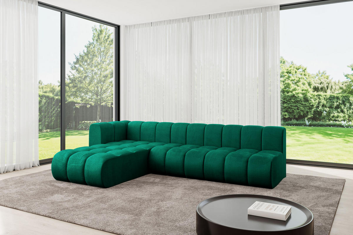 ECKSOFA modulares Sofa Darnel-L2 - 296x177x70 cm Grün - Dunkelgrün, Holzwerkstoff/Textil (296/177cm) - ALTDECOR