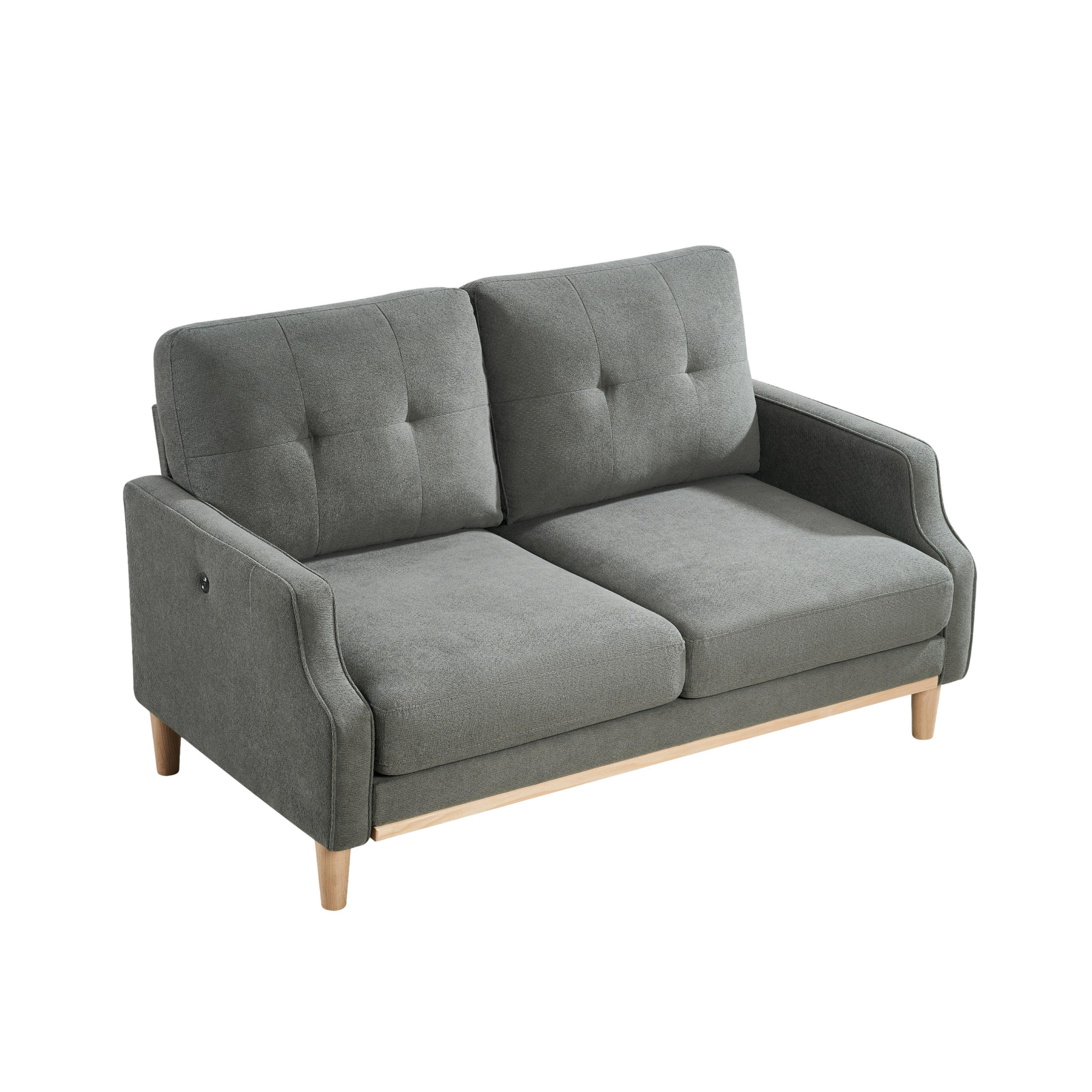 2-SITZER-SOFA DE-34686 mit USB-Ladeanschluss Grau - Grau, Holzwerkstoff (72/85/135cm) - ComfortXL