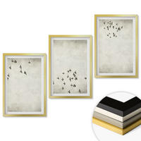 WANDBILDER 3er Set - 40x60 cm Goldrahmen - Minimalistische Vogelmalerei - Goldfarben, Kunststoff (40/60cm) - ArtPrintCave