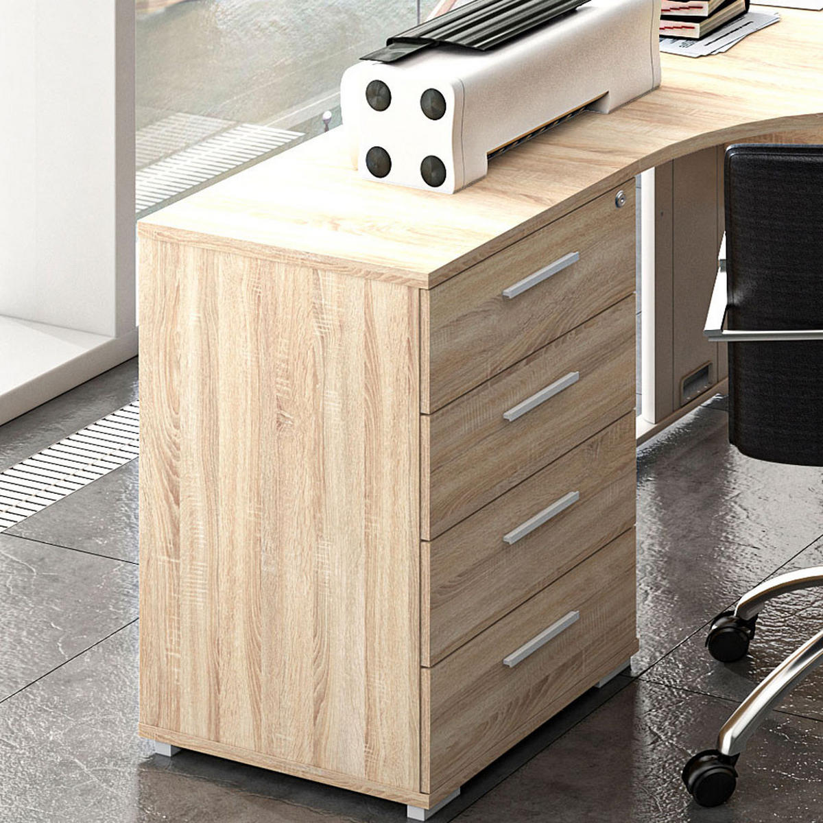 SCHUBLADENCOTAINER Optimal Sonoma Eiche hell 46 / 50 / 76cm - Eichefarben, Holz/Holzwerkstoff (46/76/50cm) - Feldmann-Wohnen