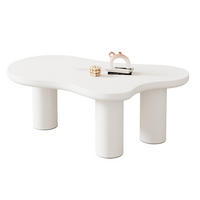 COUCHTISCH Wolkenform 107/66 cm MDF weiß lackiert mit PVC-Beinen modern Wohnzimmer Design - Weiß, Holzwerkstoff/Kunststoff (107/66/40.5cm) - EVRYAE