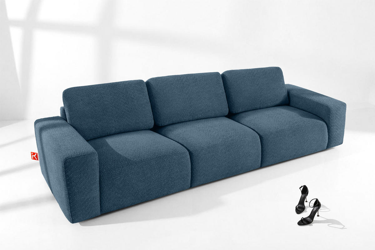 3-SITZER SOFA ZUCCO, Dunkelblau - Dunkelblau, Holz/Holzwerkstoff (292/85/100cm) - KONSIMO®