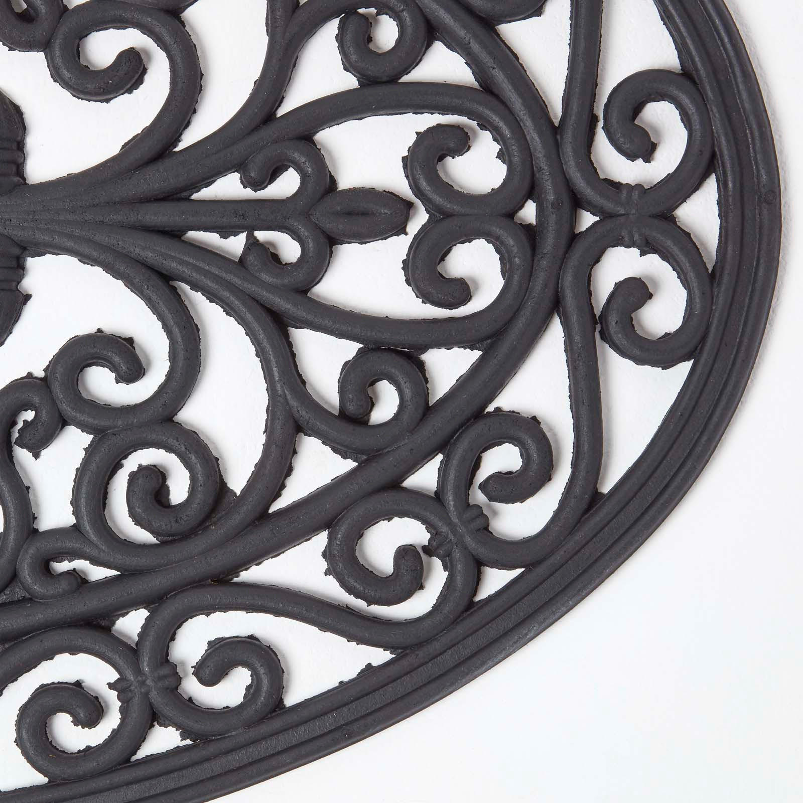 FUSSMATTE Ornament oval, Gummi 44/70 cm - Schwarz, Naturmaterialien (44/70cm) - Homescapes