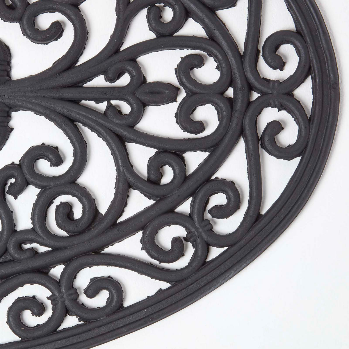 FUSSMATTE Ornament oval, Gummi 44/70 cm - Schwarz, Naturmaterialien (44/70cm) - Homescapes