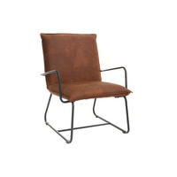 SESSEL PU Braun Metallgestell Schwarz MERCY - Braun, Textil (59/77/66cm) - Miliboo