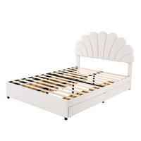 POLSTERBETT 140/200 cm Beige aus Samt mit 4 Schubladen - Beige, Textil (140/200cm) - OKMYHOME
