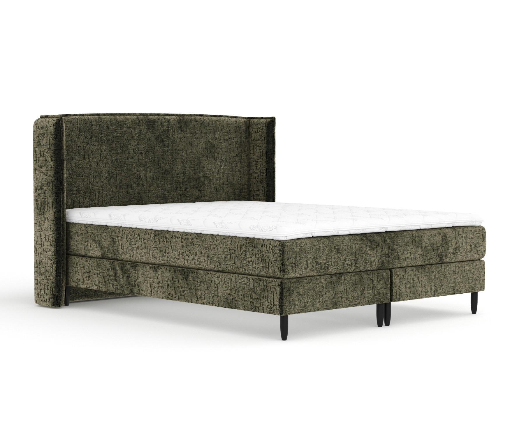 KONTINENTALBETT Ardis Olivenfarbe 160/200 cm mit Matratze und Topper - Schwarz/Olivgrün, Holz/Holzwerkstoff (160/200cm) - Maison de Reve