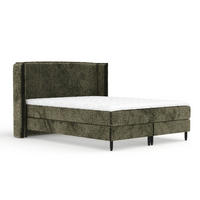 KONTINENTALBETT Ardis Olivenfarbe 140/200 cm mit Matratze und Topper - Schwarz/Olivgrün, Holz/Holzwerkstoff (140/200cm) - Maison de Reve