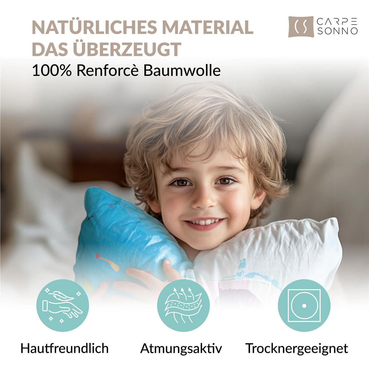 KINDERBETTWÄSCHE 135x200 cm Fussball aus 100% Baumwolle - Leuchtet um Dunkeln - Grün, Textil (135/200cm) - Carpe Sonno