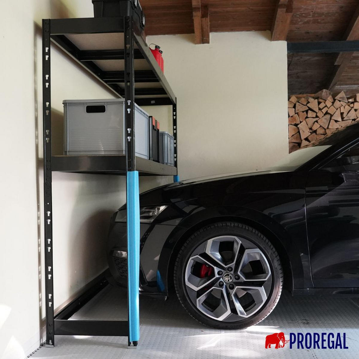 PROREGAL Garagenregal HERCULES 180x240x50cm 2 Lagerebenen Schwarz - Schwarz, Metall (240/180/50cm) - PROREGAL