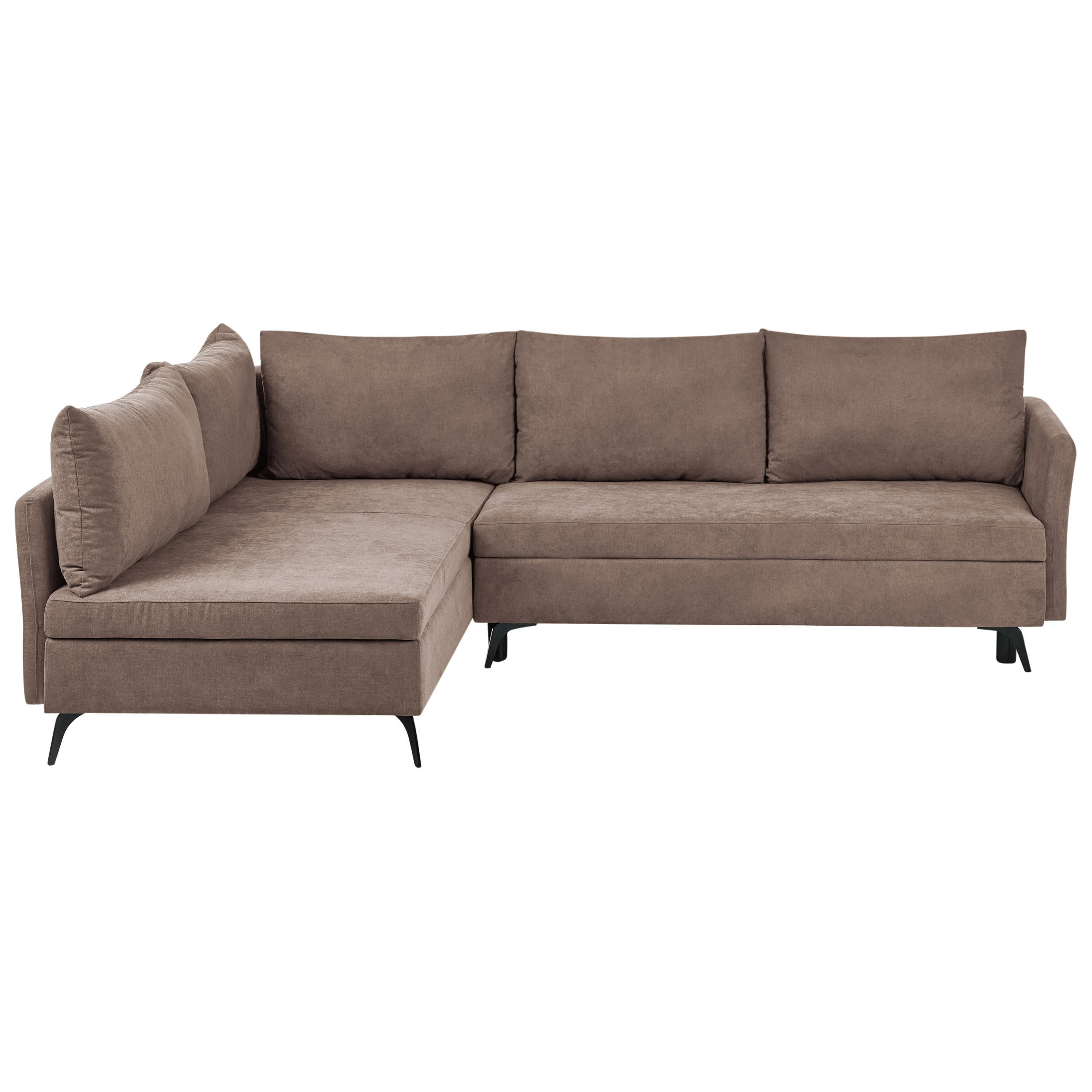 ECKSCHLAFSOFA 3-Sitzer Stoff Braun mit Stauraum rechtsseitig Koge - Braun, Textil (281/93cm) - Beliani