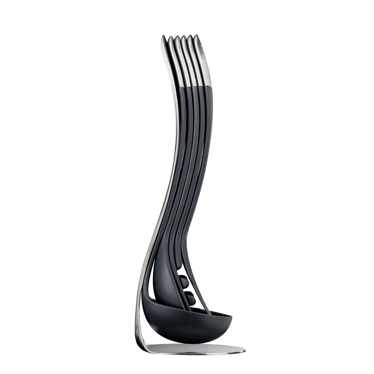 SPATEL-SET Spatelset mit Halter - Nest Edelstahl - 5-teilig - Silberfarben, Metall (12/2/34cm) - Joseph Joseph 