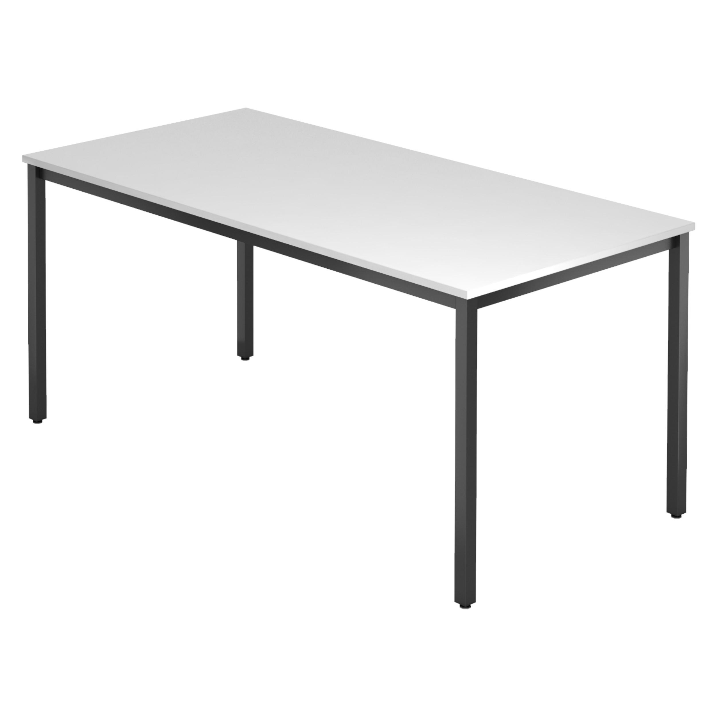 BESPRECHUNGSTISCH Serie-D 80/160/72 cm in Weiß/Vierkantrohr schwarz - Schwarz/Weiß, Holzwerkstoff (80/160/72cm) - bümö