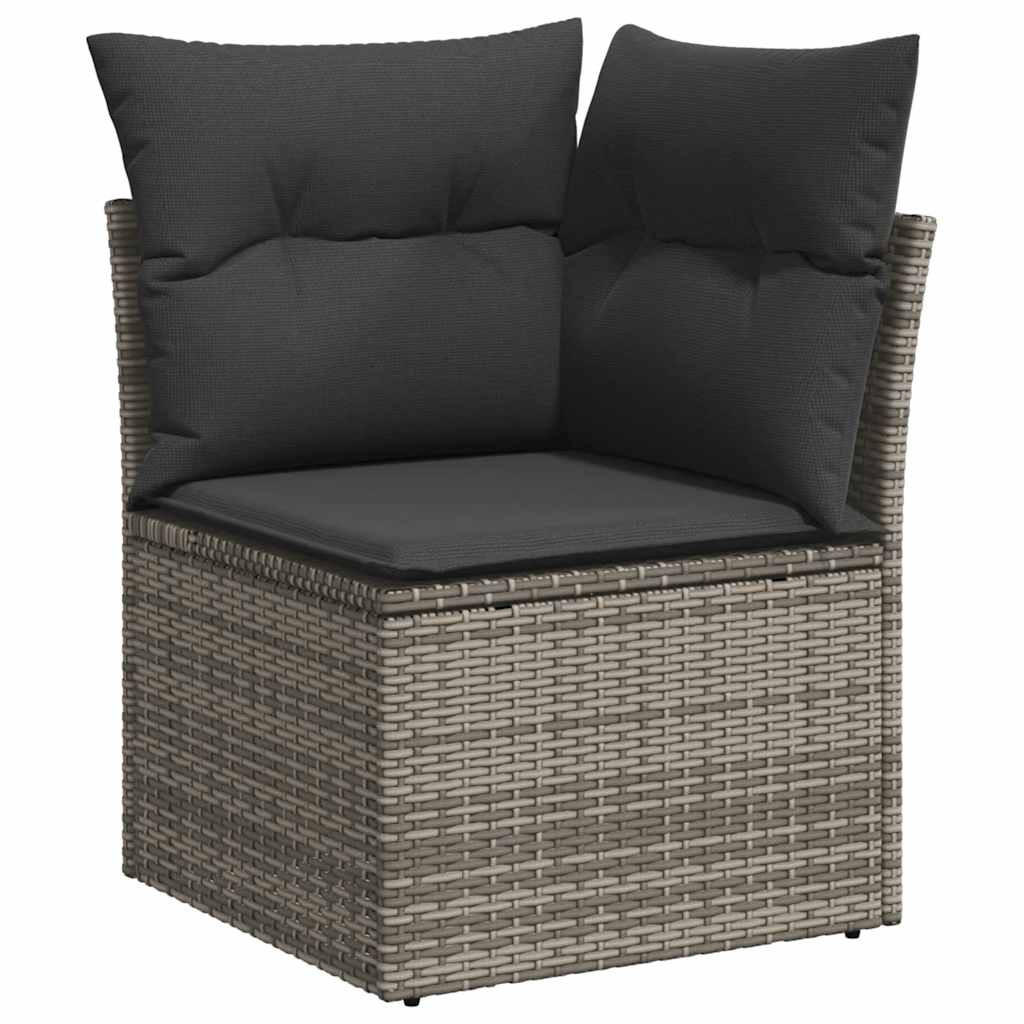 GARTEN-ECKSOFA Mit Kissen Grau Poly Rattan - Grau, Kunststoff (62/69/62cm) - vidaXL