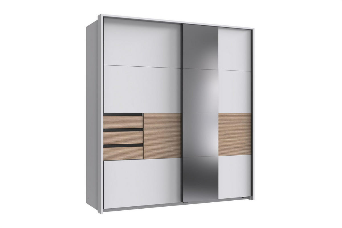 PASSEPARTOUT zu Kleiderschrank Bremen in Weiß mit Absetzungen in Multiplex – Schwebetürenschrank - Weiß, Holzwerkstoff (120/200/80cm)