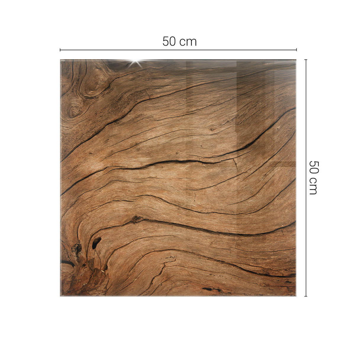TISCHPLATTE 50x50 cm Naturholz Design - Hellbraun/Braun, Glas (50/50/0.4cm) - TULUP