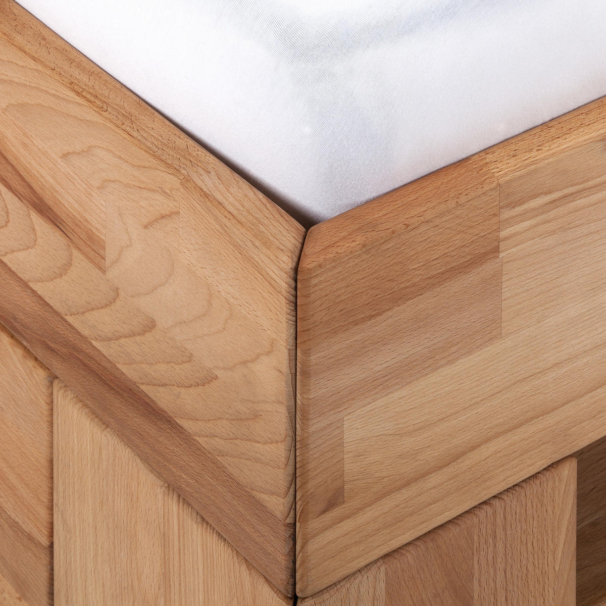 MASSIVHOLZBETT mit Bettkästen - Kernbuche massiv - Kernbuche, Holz (90/200cm) - home24