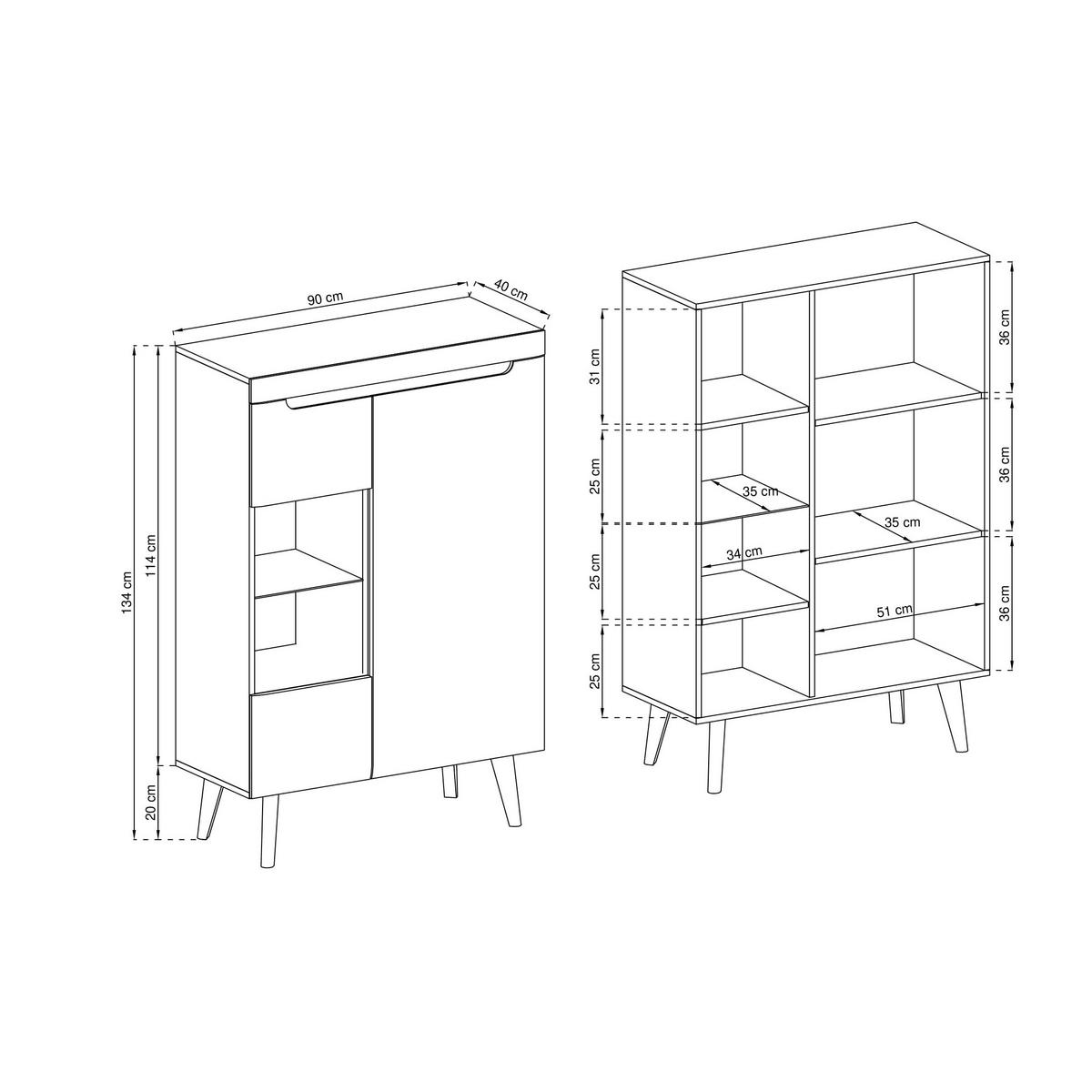 VITRINE in Weiß - Weiß, Holzwerkstoff (90/134/40cm) - MASSENO