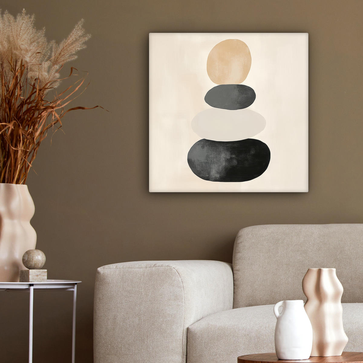 LEINWANDBILD Japandi - Wabi sabi - Beige 50x50 cm - Taupe, Textil (50/50cm) - MuchoWow